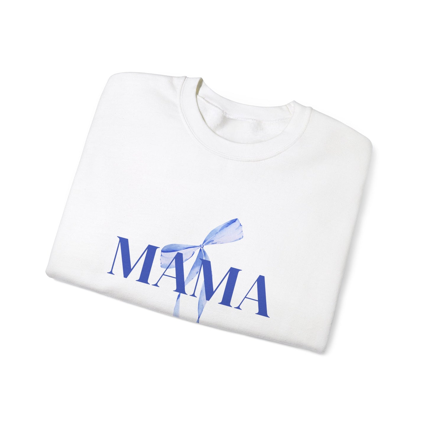 Mama Blue Bow Sweatshirt - Stylish Unisex Heavy Blend™ Crewneck for Moms