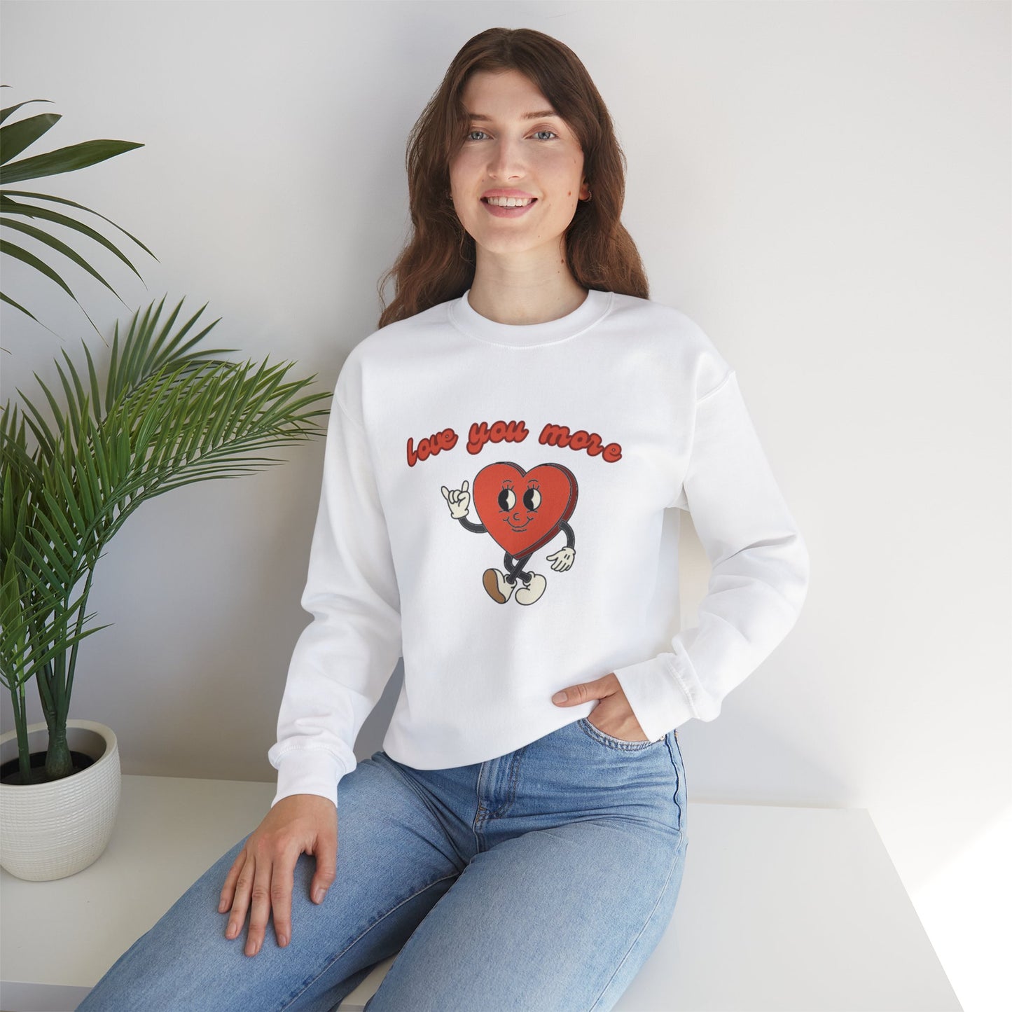 Love You More Heart Crewneck Sweatshirt | Unisex Valentine's Gift