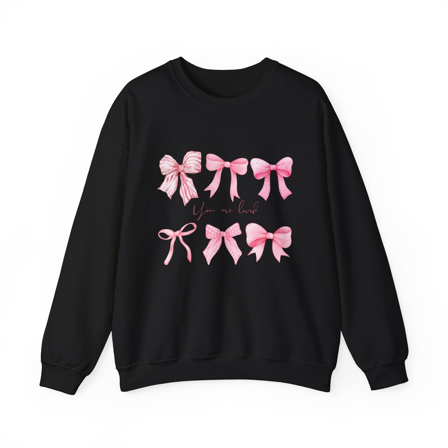 You are Loved Pink Bow Crewneck Sweatshirt - Women's Cozy Fashion