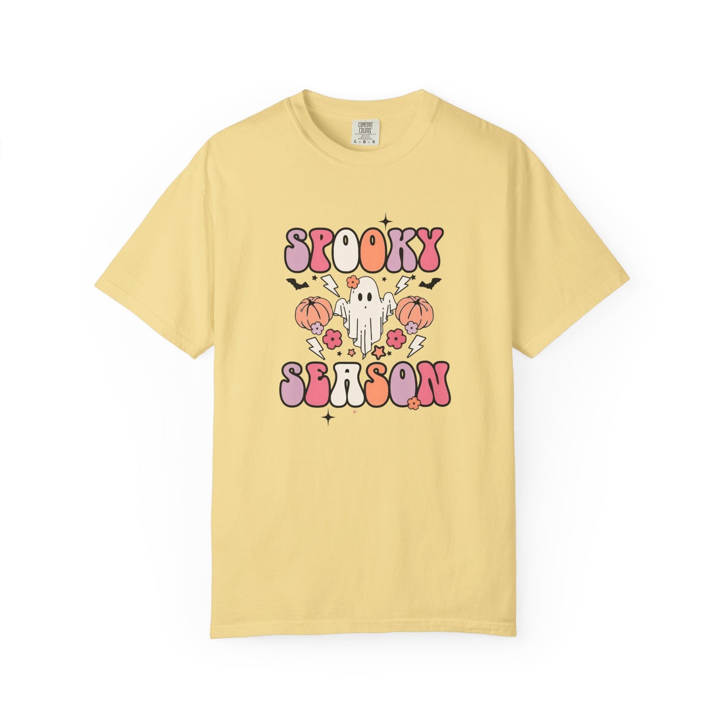 Spooky Season Unisex Garment-Dyed T-shirt, Halloween Tee, Fall Gift, Ghost Shirt, Casual Autumn Wear, Holiday Apparel