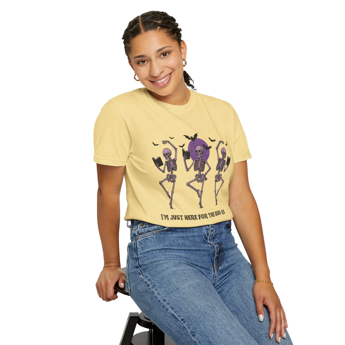 Halloween Skeleton T-Shirt, Unisex Spooky Tee, I'm Just Here for the Boo-ks, Cute Halloween Shirt, Festive Fall Wear