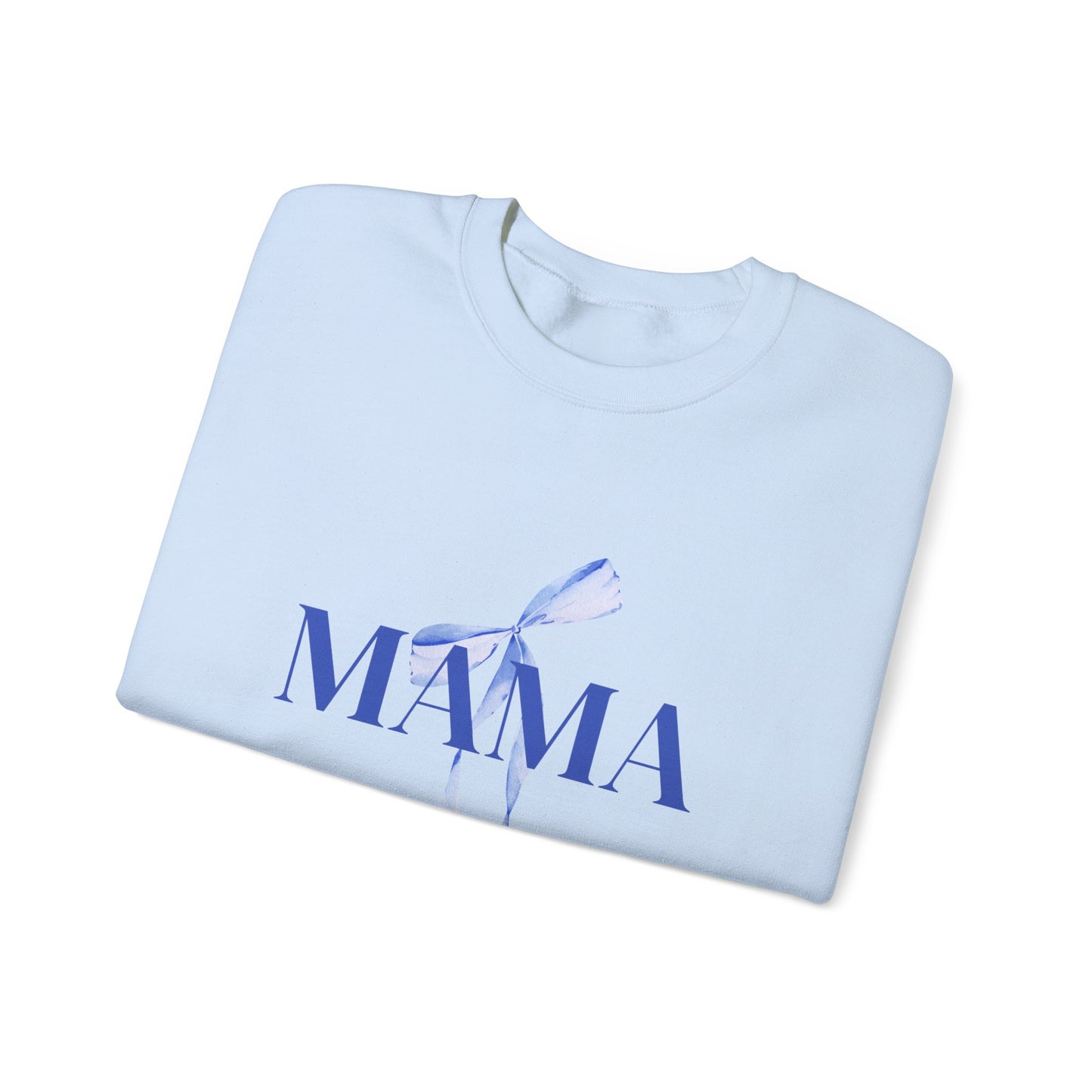 Mama Blue Bow Sweatshirt - Stylish Unisex Heavy Blend™ Crewneck for Moms