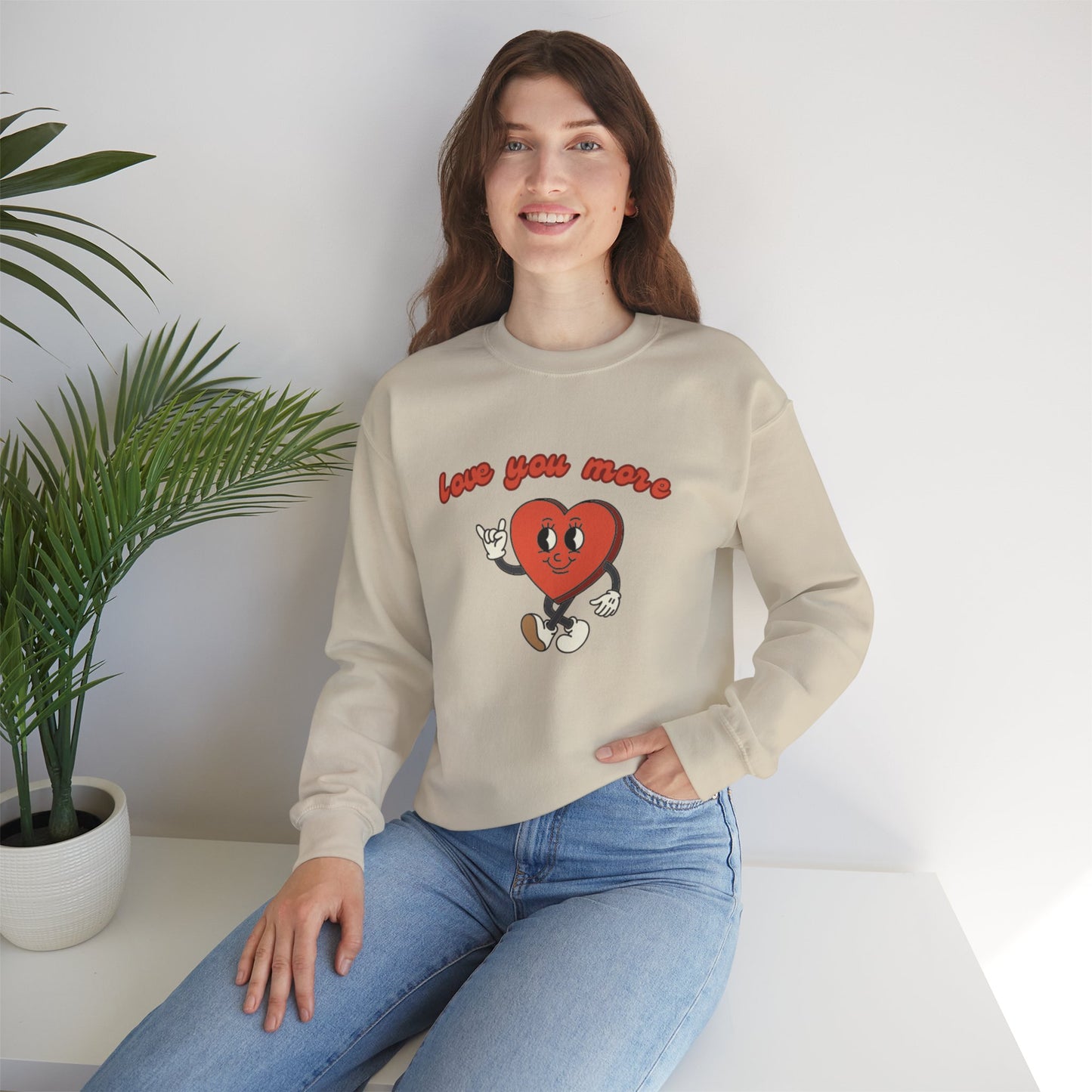 Love You More Heart Crewneck Sweatshirt | Unisex Valentine's Gift