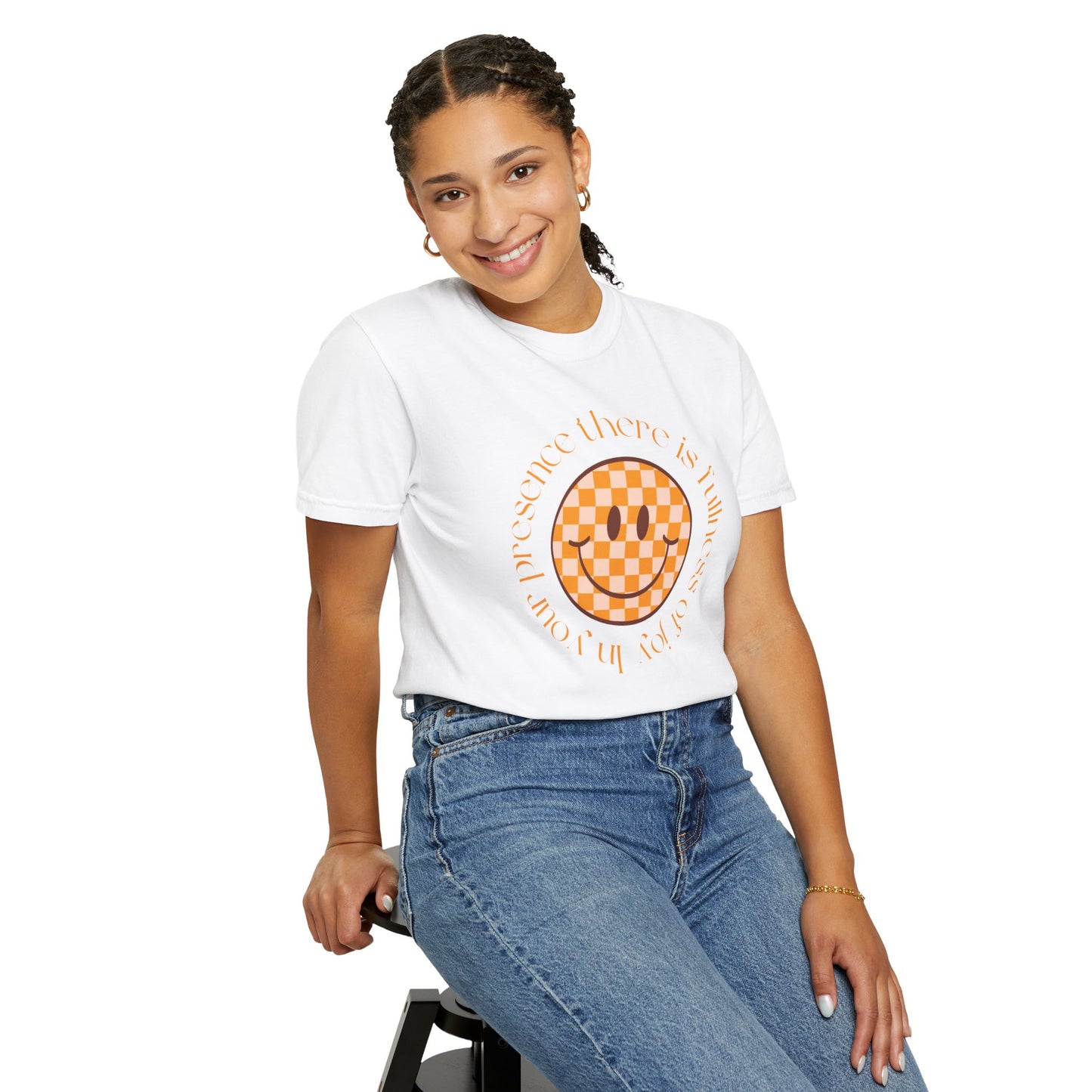 Smiley Face Fullness of Joy Unisex Garment-Dyed T-Shirt, Casual Tee, Streetwear, Gifts for Friends, Summer Vibes, Smile Merchandise