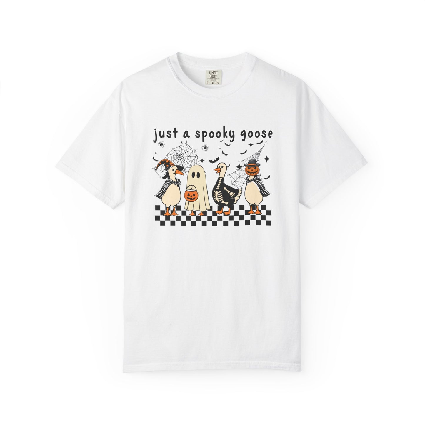 Just a Spooky Goose Halloween T-Shirt | Unisex Garment-Dyed Tee, Thanksgiving, Fall Fashion, Cute Halloween Gift, Seasonal Apparel