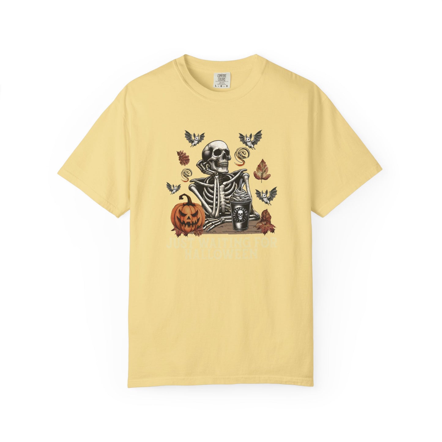 Halloween Skeleton Graphic Tee | Just Waiting for Halloween | Unisex Spooky T-shirt, Fall Fashion, Halloween Costume, Festive Apparel