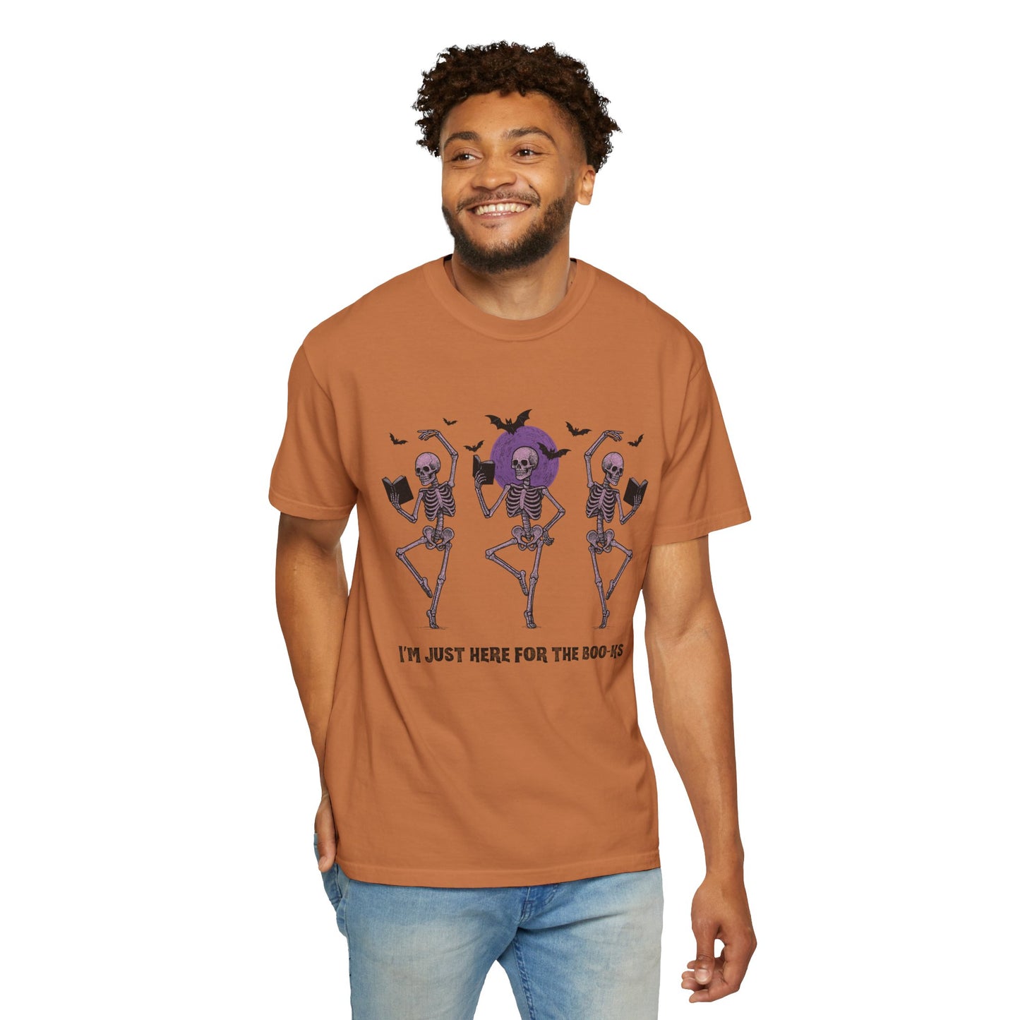 Halloween Skeleton T-Shirt, Unisex Spooky Tee, I'm Just Here for the Boo-ks, Cute Halloween Shirt, Festive Fall Wear