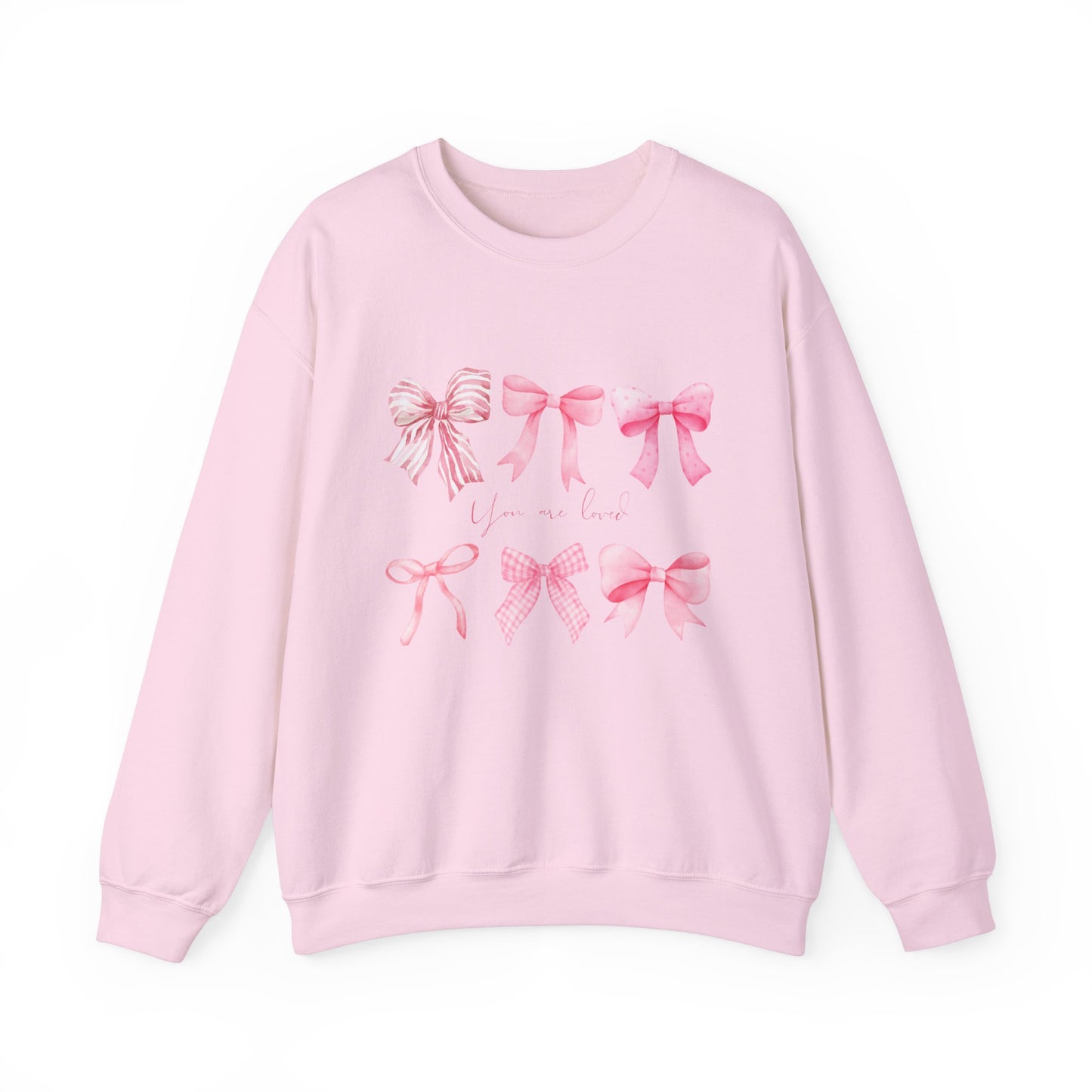 You are Loved Pink Bow Crewneck Sweatshirt - Women's Cozy Fashion