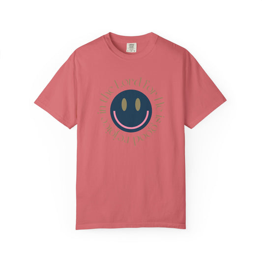 Rejoice in the Lord Smiley Face Christian T-Shirt, Unisex Tee, Inspirational Clothing, Gift for Believers, Casual Wear, Faith-Based Apparel