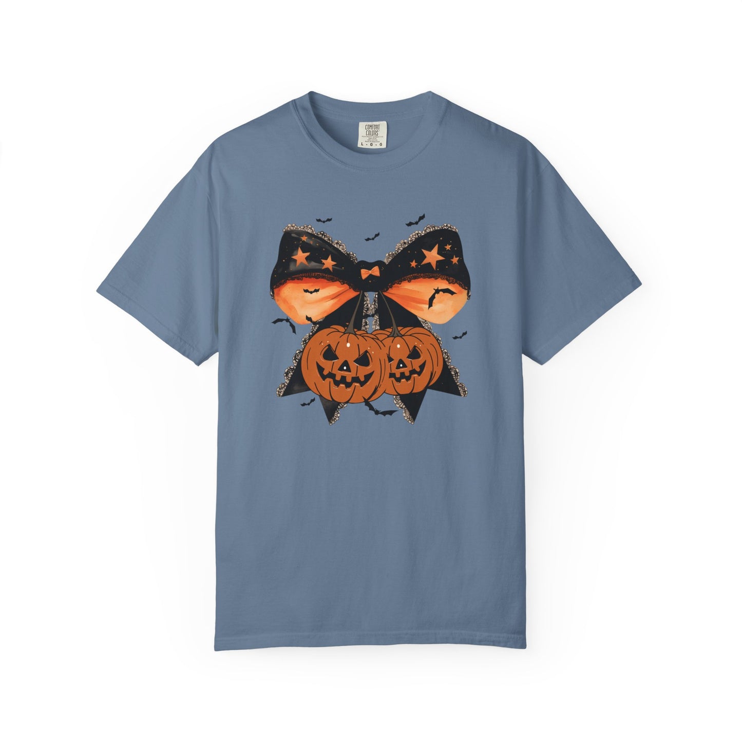 Halloween Graphic T-shirt, Spooky Unisex Shirt, Pumpkin Bow Vibe T-shirt, Casual Fall Tee, Gift for Halloween Lovers