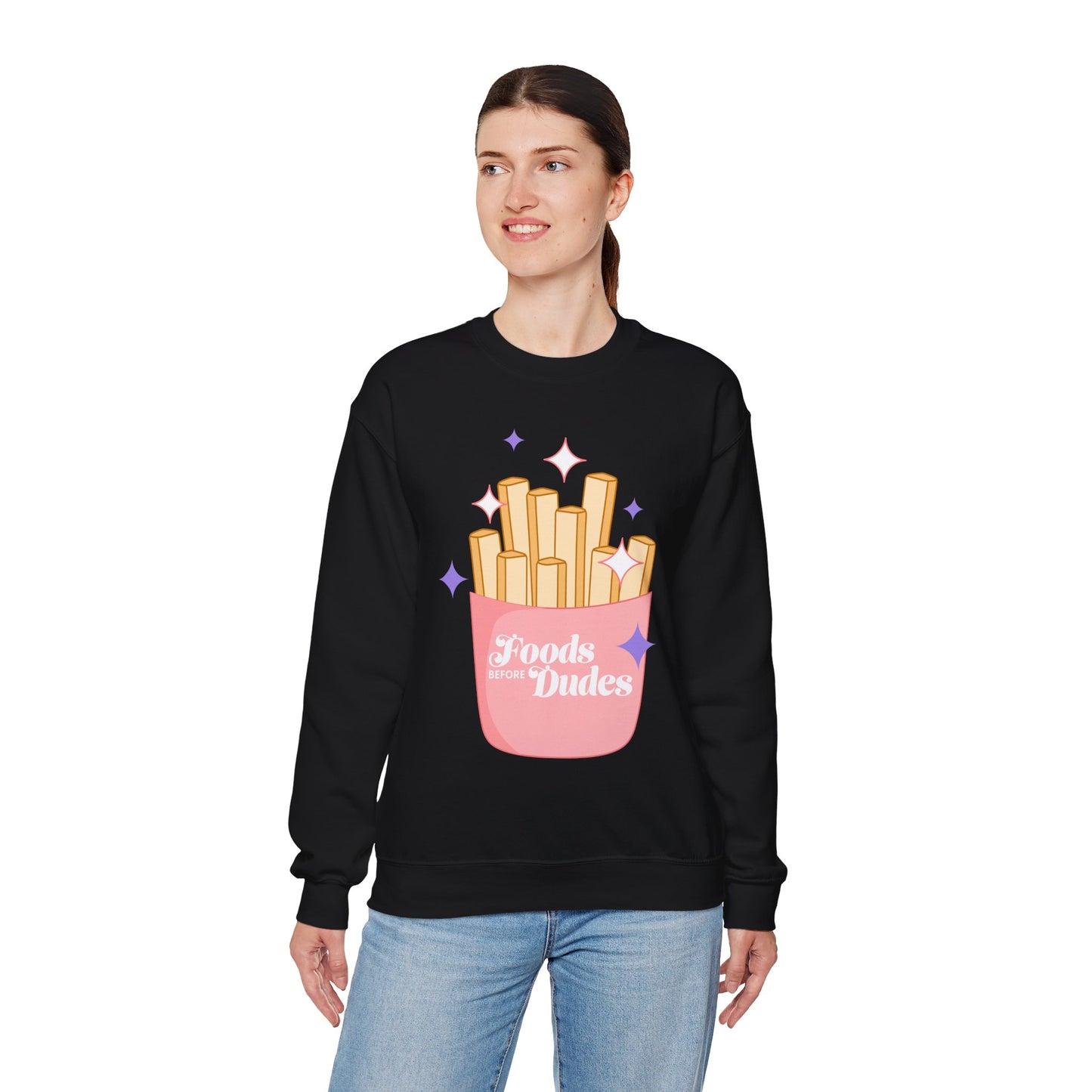 Funny Foodie Crewneck Sweatshirt - 'Foods Before Dudes'