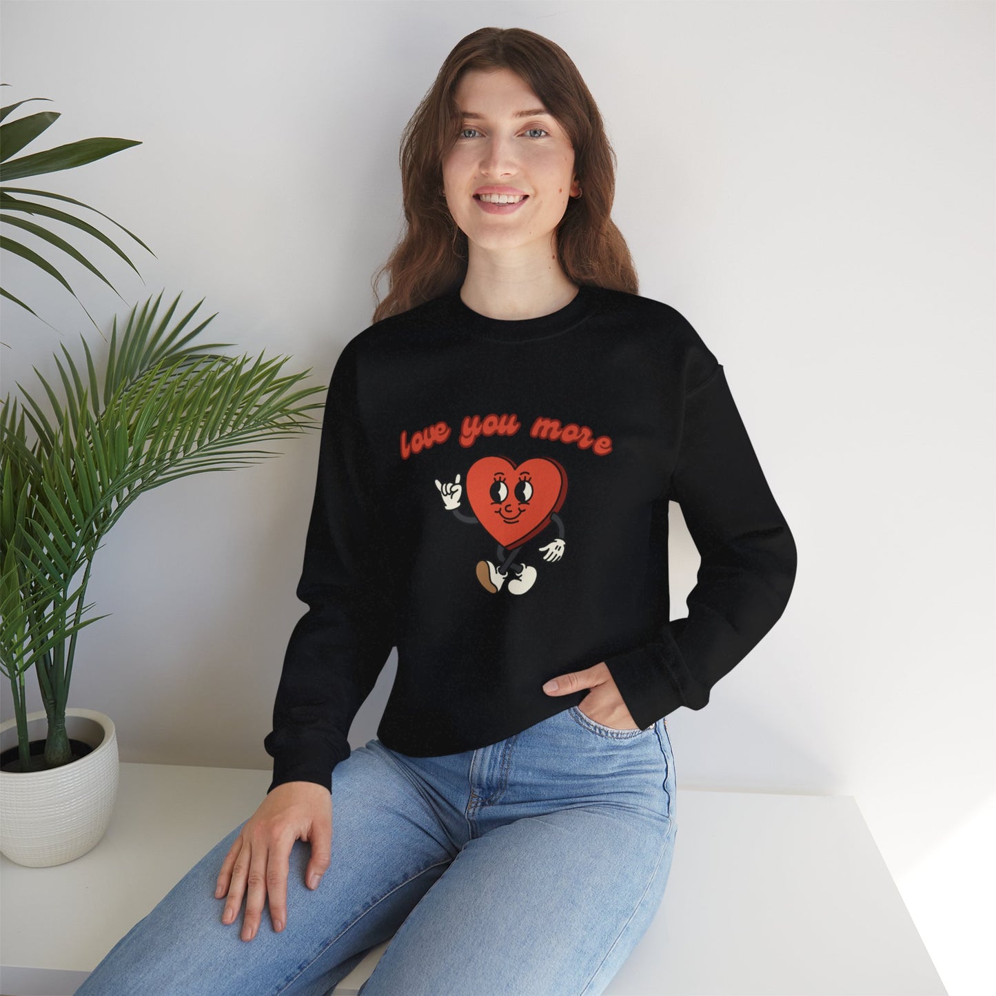 Love You More Heart Crewneck Sweatshirt | Unisex Valentine's Gift