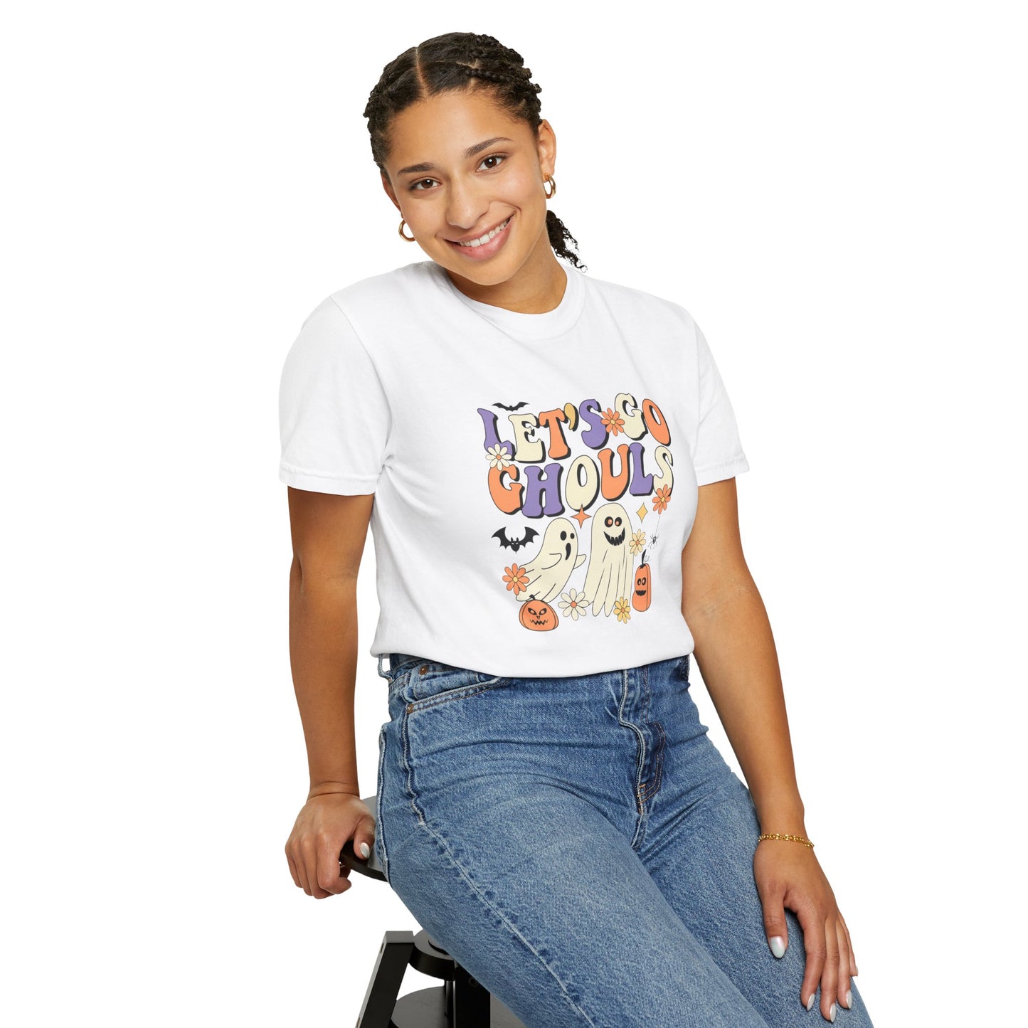 Let's Go Ghouls Halloween T-Shirt, Unisex Garment-Dyed Tee for Spooky Season, October Celebrations, Halloween Party Shirt, Ghostly Graphics