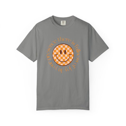 Smiley Face Fullness of Joy Unisex Garment-Dyed T-Shirt, Casual Tee, Streetwear, Gifts for Friends, Summer Vibes, Smile Merchandise