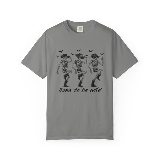 Bone to Be Wild Skeleton T-Shirt, Unisex Halloween Tee, Fun Graphic Shirt, Festive Casual Wear, Gift for Party Lovers