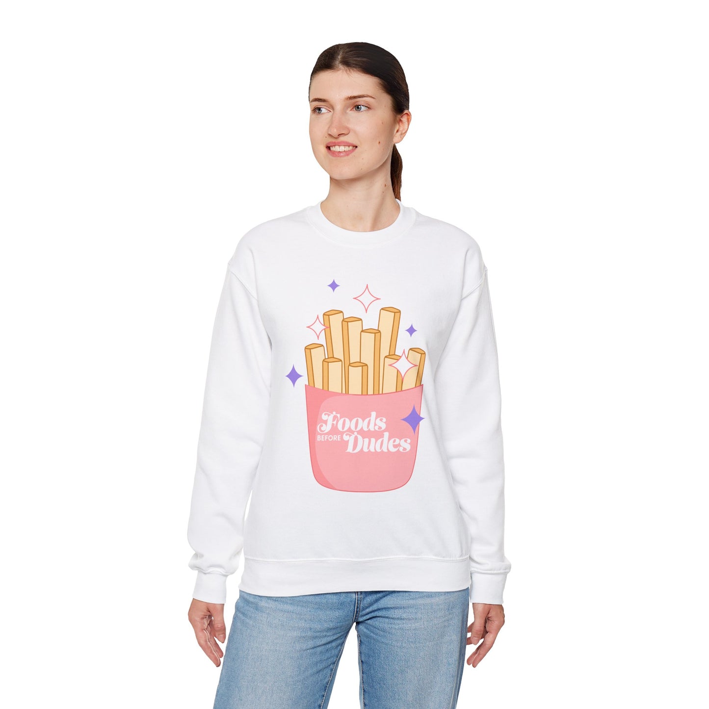 Funny Foodie Crewneck Sweatshirt - 'Foods Before Dudes'