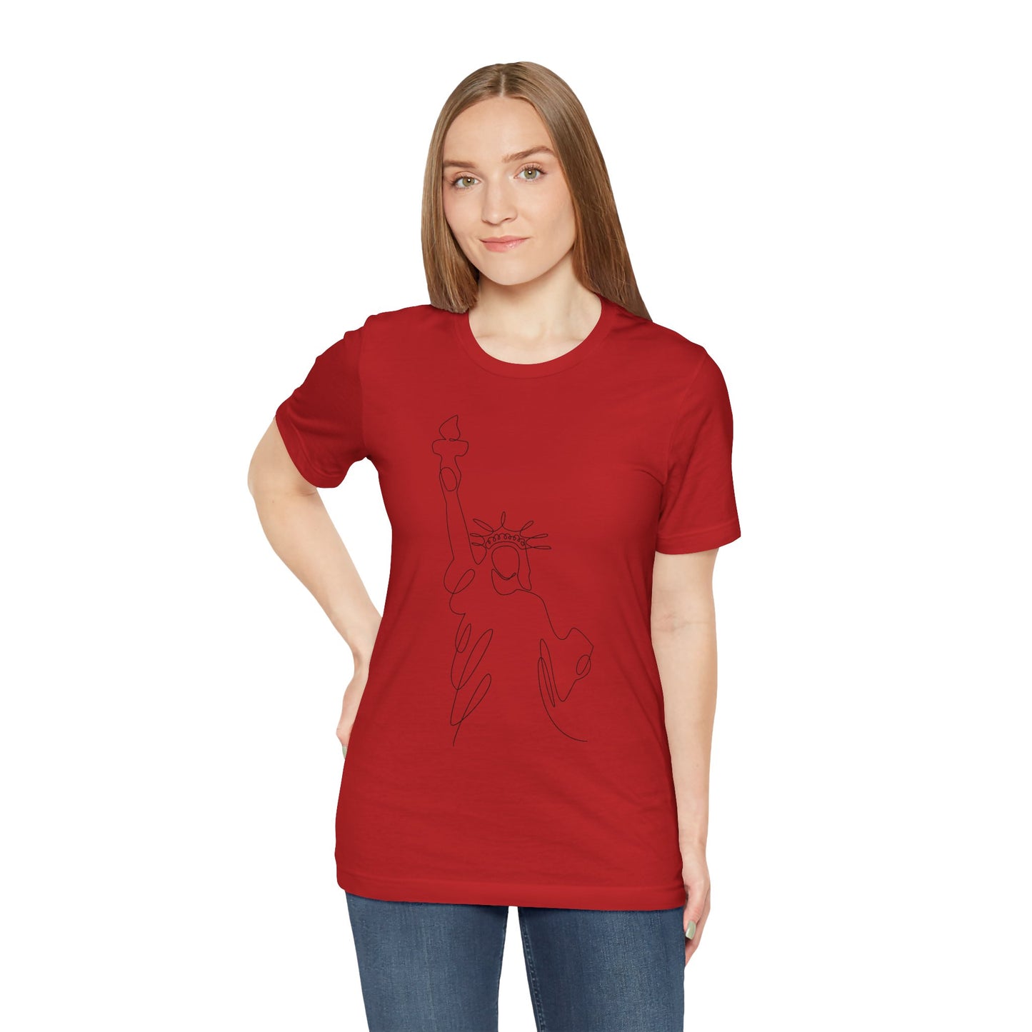 Statue of Liberty Line Art Unisex Jersey Tee - Minimalist Graphic T-Shirt