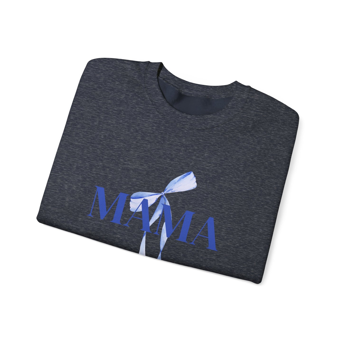 Mama Blue Bow Sweatshirt - Stylish Unisex Heavy Blend™ Crewneck for Moms