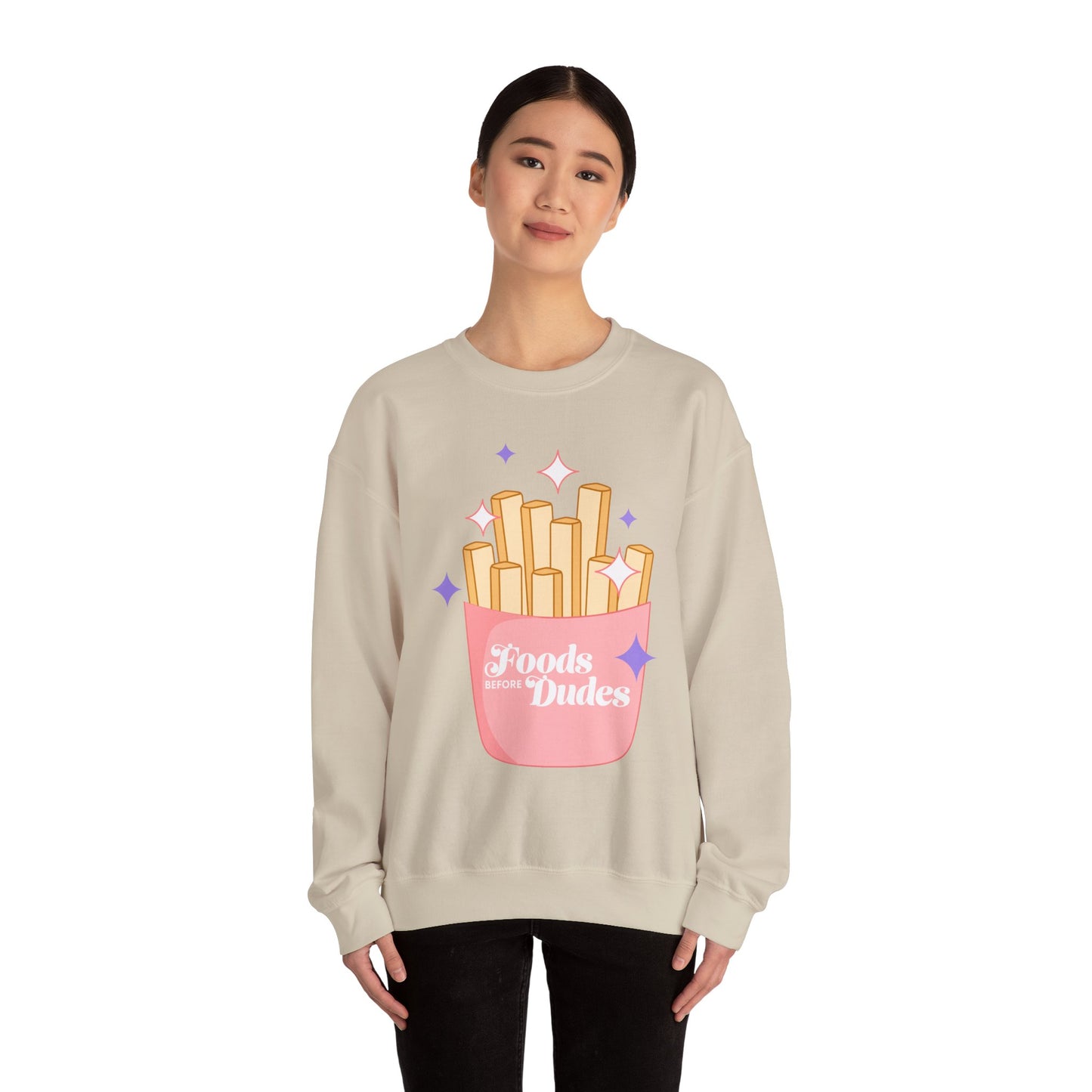 Funny Foodie Crewneck Sweatshirt - 'Foods Before Dudes'