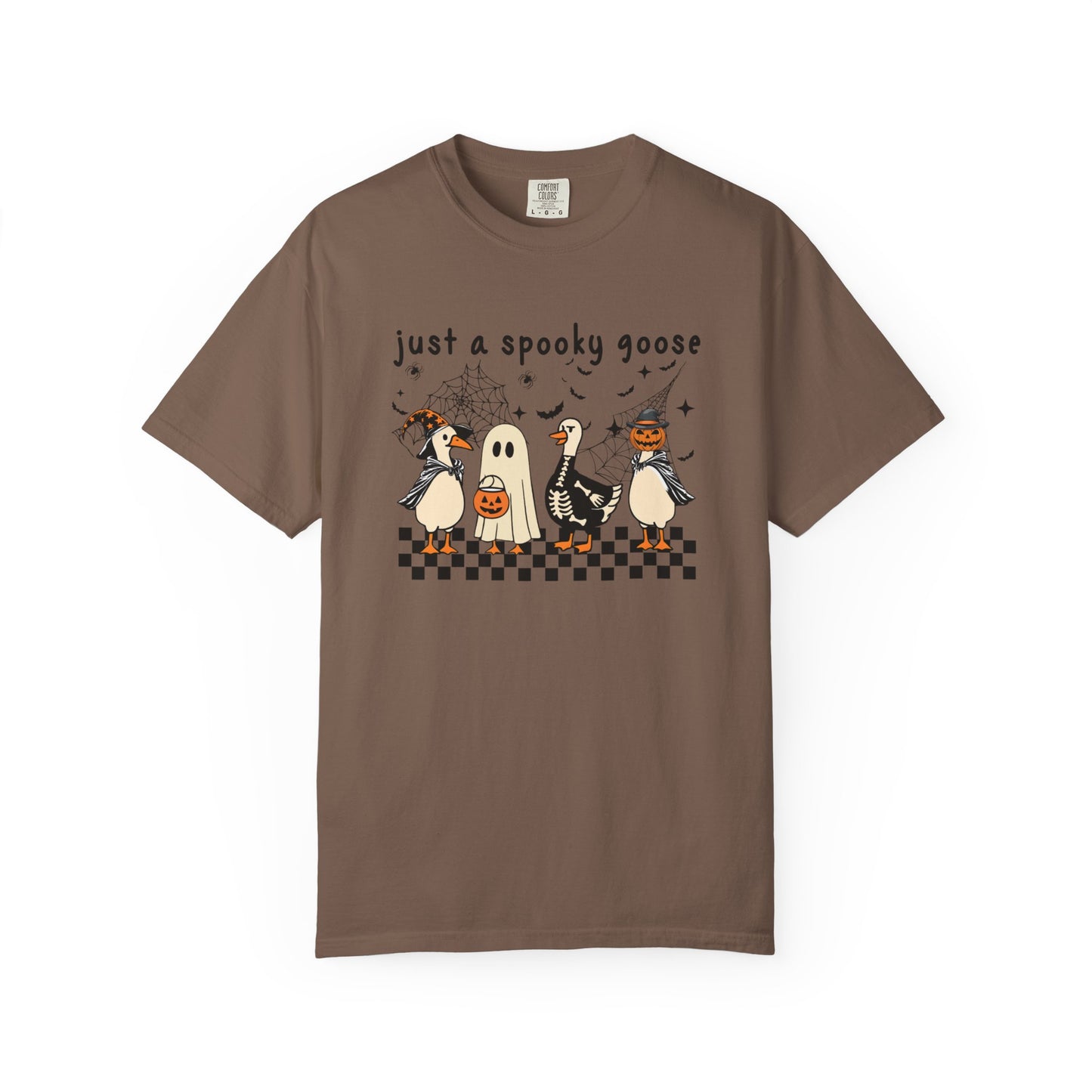 Just a Spooky Goose Halloween T-Shirt | Unisex Garment-Dyed Tee, Thanksgiving, Fall Fashion, Cute Halloween Gift, Seasonal Apparel