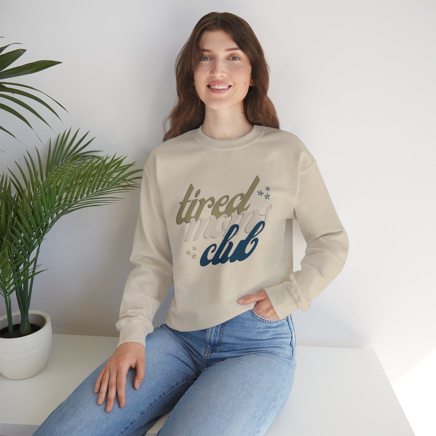 Tired Moms Club Crewneck Sweatshirt | Cozy Unisex Sweater for Relaxation