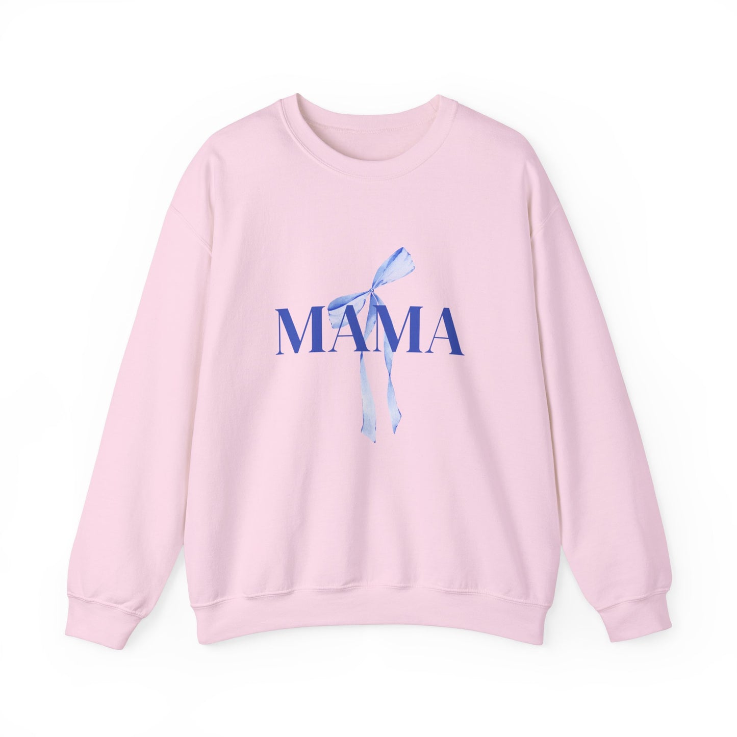 Mama Blue Bow Sweatshirt - Stylish Unisex Heavy Blend™ Crewneck for Moms