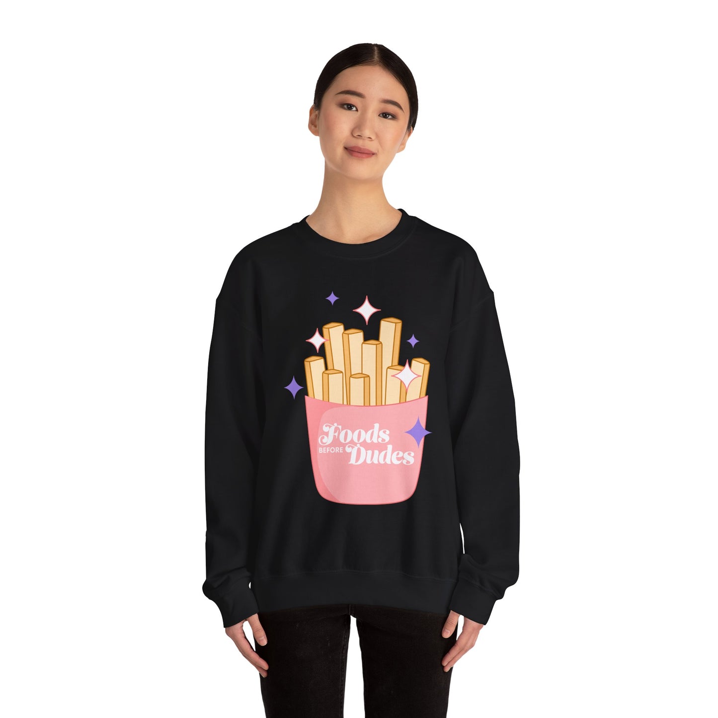 Funny Foodie Crewneck Sweatshirt - 'Foods Before Dudes'