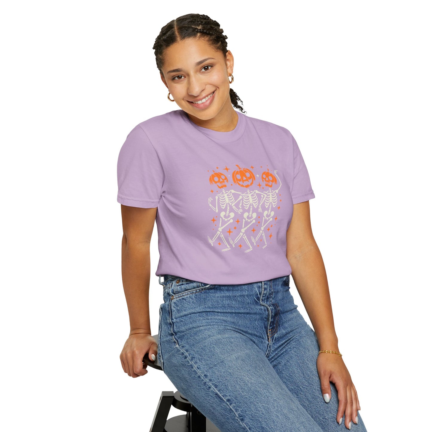 Spooky Pumpkin Skeleton Dancing Unisex T-shirt, Halloween T-shirt, Cute Fall Shirt, Pumpkin Graphic Tee, Autumn Apparel, Trick or Treat Tee