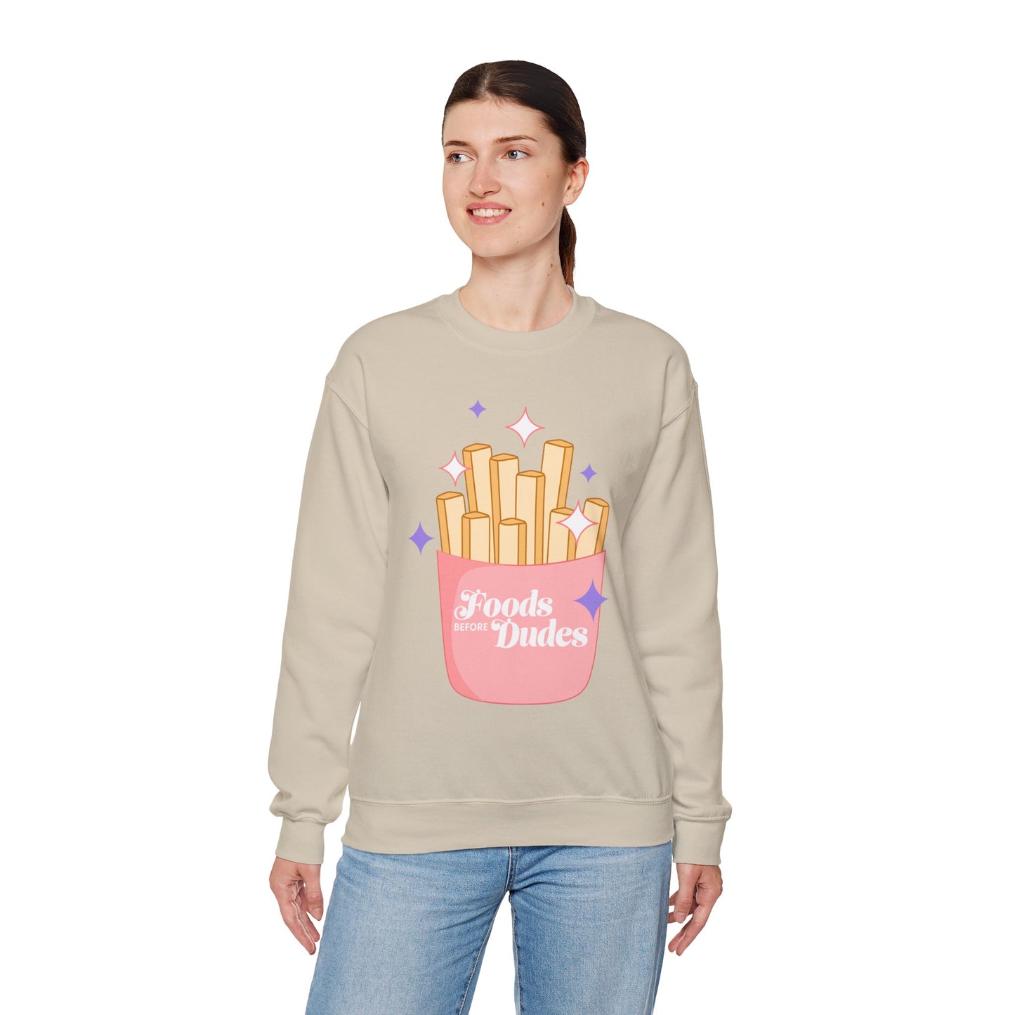 Funny Foodie Crewneck Sweatshirt - 'Foods Before Dudes'