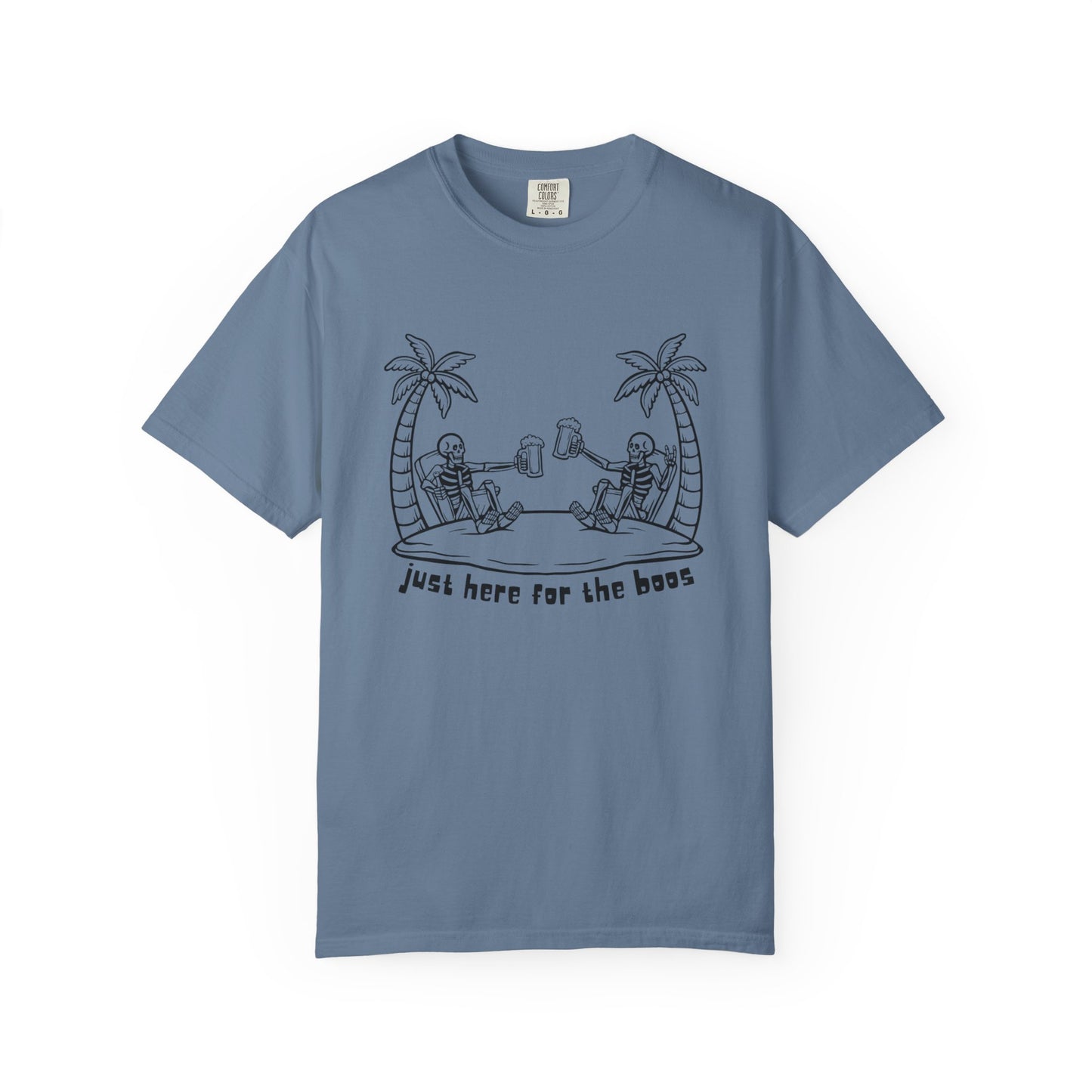 T-Shirt featuring 'Just Here for the Booze' Design for Fun-loving Spirits, Partywear, Gift for Friends, Casual Outing, Beach Vibes, [...]