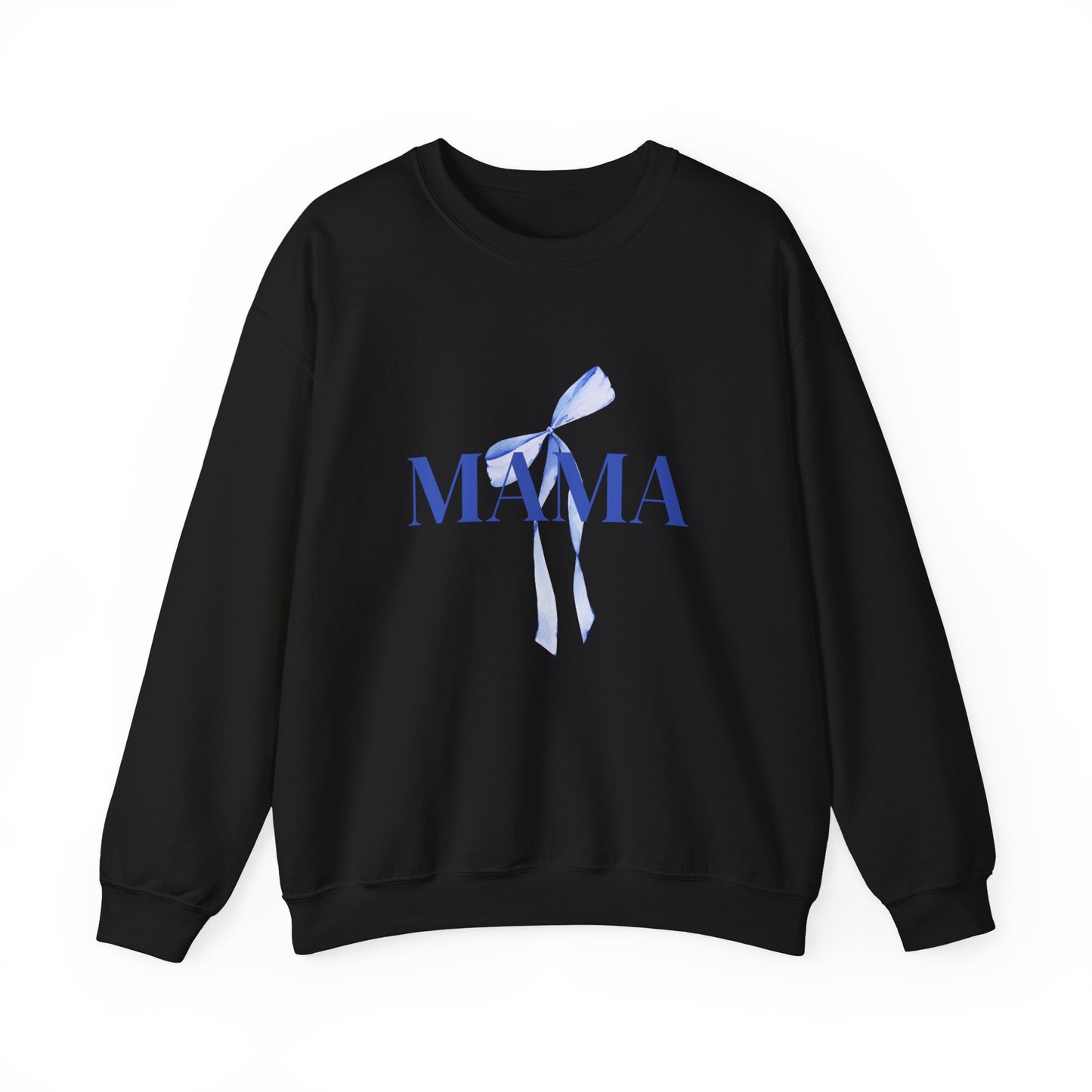 Mama Blue Bow Sweatshirt - Stylish Unisex Heavy Blend™ Crewneck for Moms