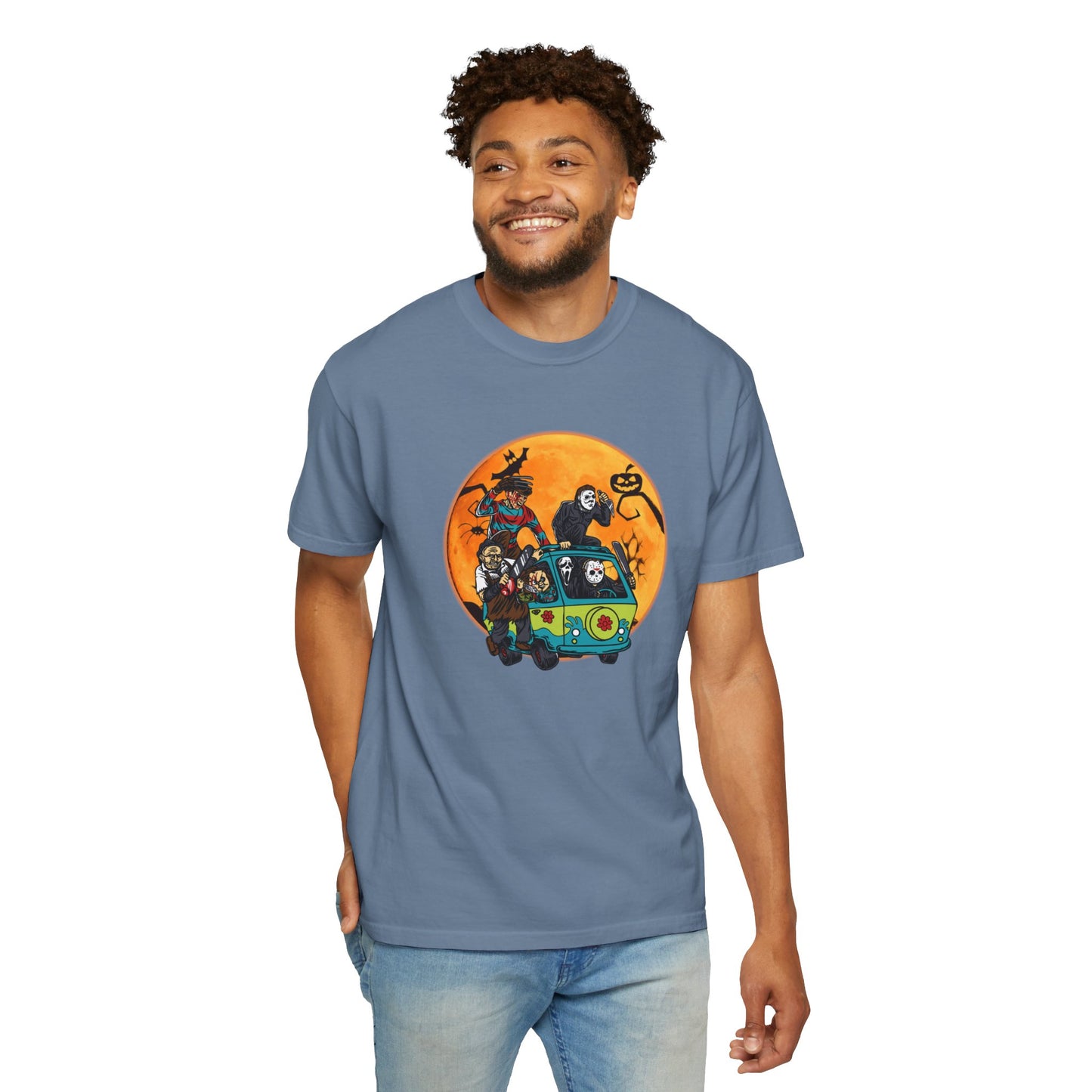 Spooky Adventure T-shirt - Unisex Garment-Dyed, Halloween Costume, Fun Graphic Tee, Festive Outfit, Casual Wear, Gift Idea