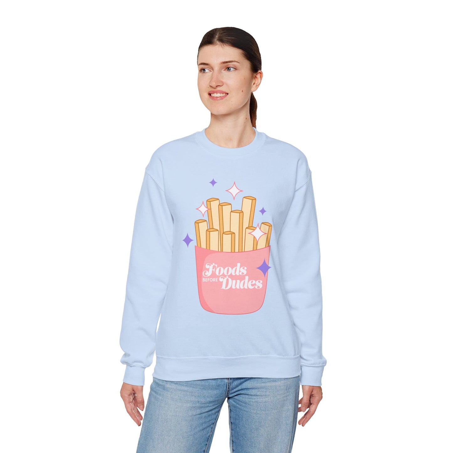 Funny Foodie Crewneck Sweatshirt - 'Foods Before Dudes'