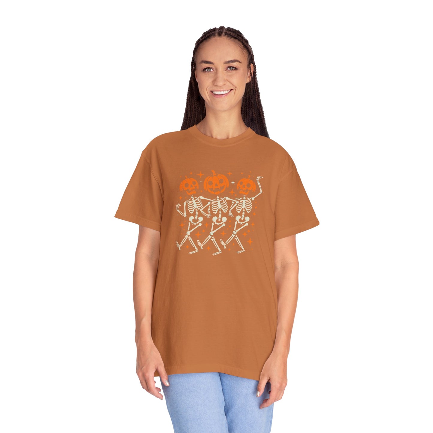 Spooky Pumpkin Skeleton Dancing Unisex T-shirt, Halloween T-shirt, Cute Fall Shirt, Pumpkin Graphic Tee, Autumn Apparel, Trick or Treat Tee