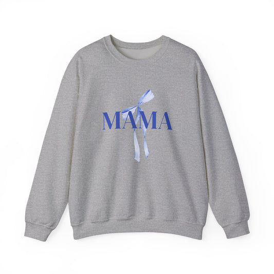 Mama Blue Bow Sweatshirt - Stylish Unisex Heavy Blend™ Crewneck for Moms