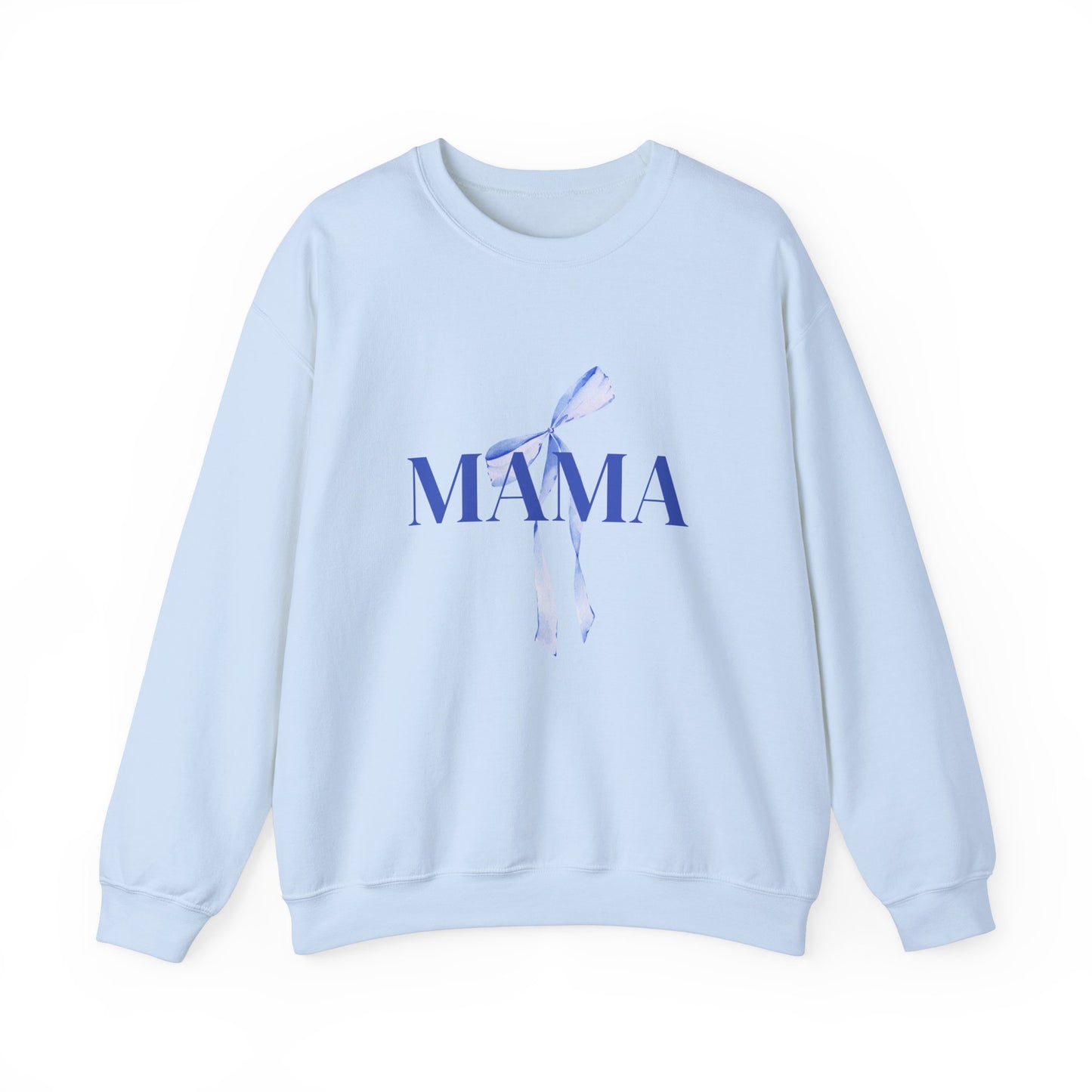 Mama Blue Bow Sweatshirt - Stylish Unisex Heavy Blend™ Crewneck for Moms