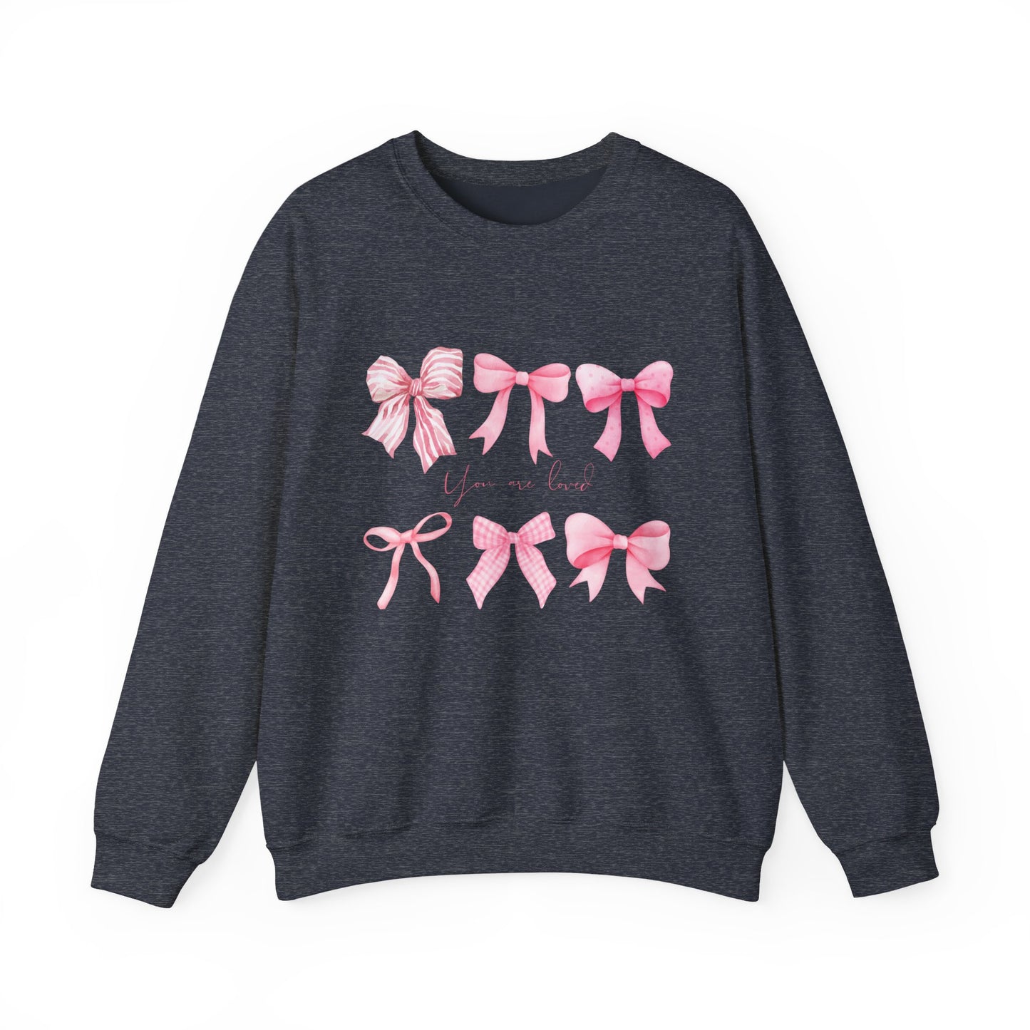 You are Loved Pink Bow Crewneck Sweatshirt - Women's Cozy Fashion