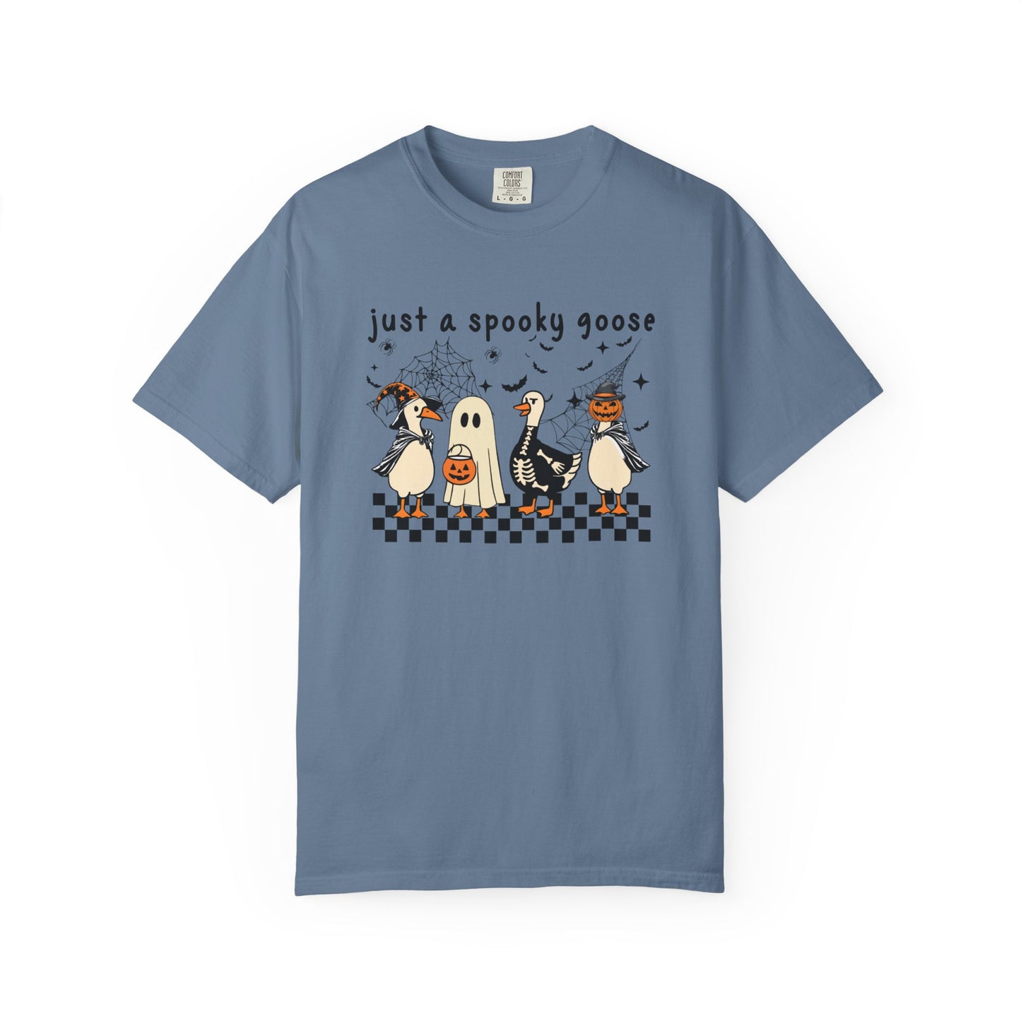 Just a Spooky Goose Halloween T-Shirt | Unisex Garment-Dyed Tee, Thanksgiving, Fall Fashion, Cute Halloween Gift, Seasonal Apparel