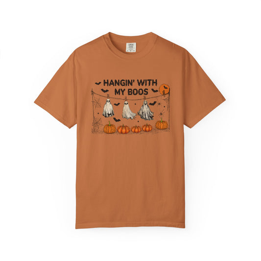 Halloween Themed Unisex T-Shirt | Hangin' With My Boos | Spooky Season Apparel, Trick or Treat Shirt, Fall Fashion, Halloween Party Tee