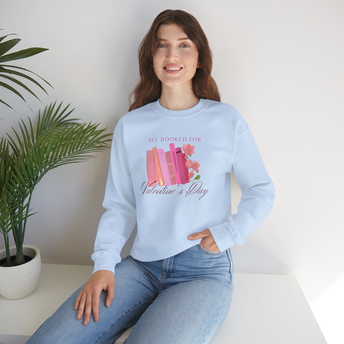 Valentine's Day Book Lover Crewneck Sweatshirt - All Booked