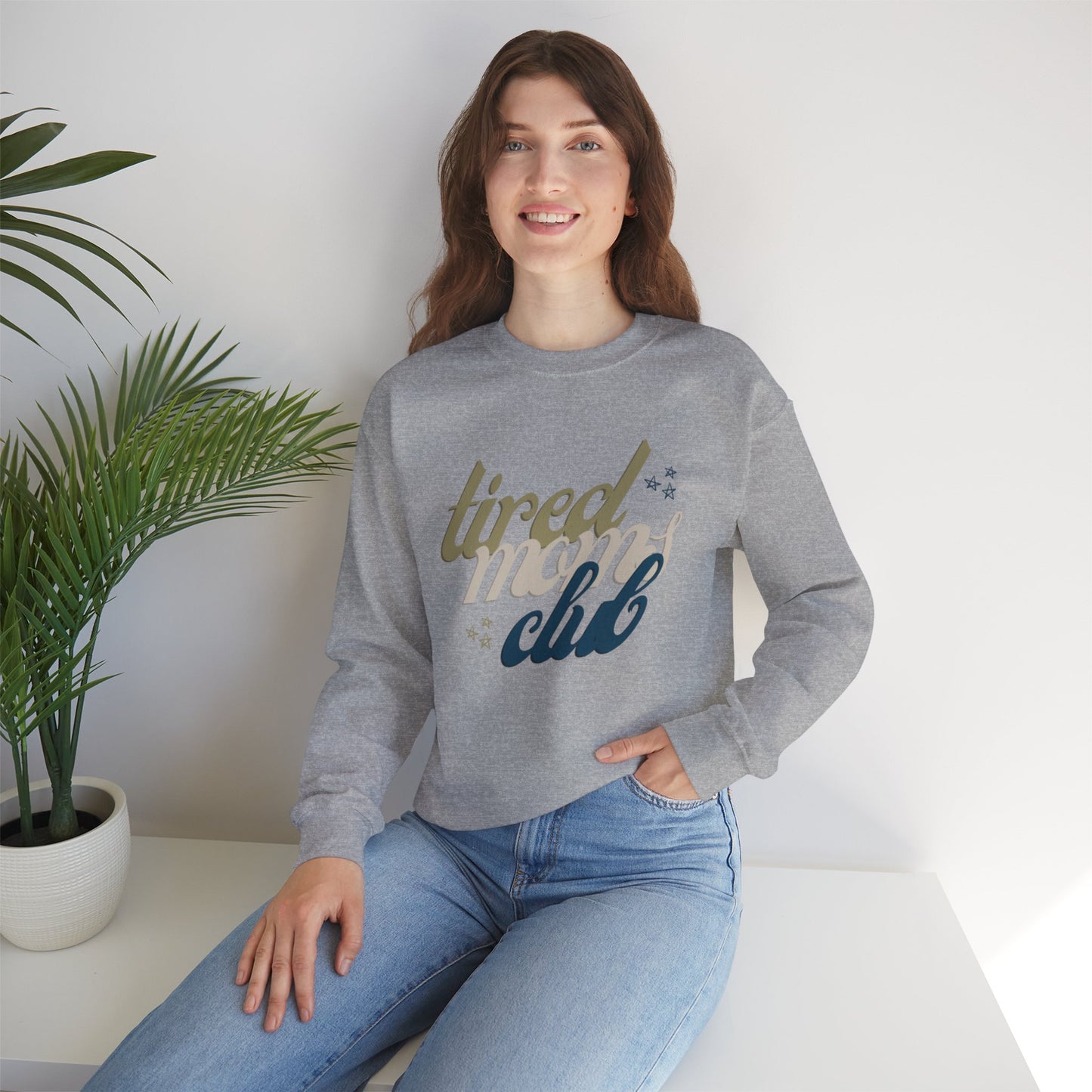 Tired Moms Club Crewneck Sweatshirt | Cozy Unisex Sweater for Relaxation