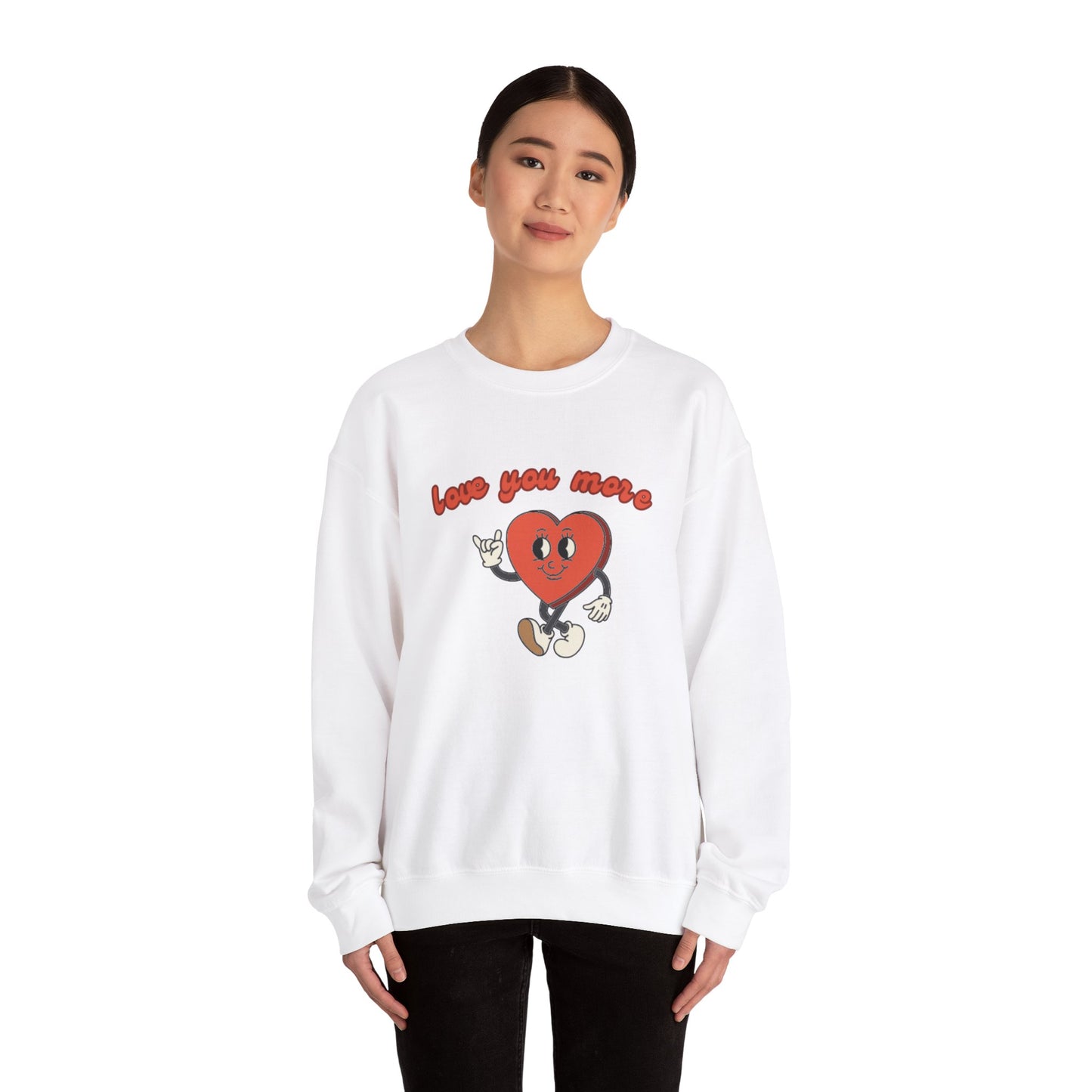 Love You More Heart Crewneck Sweatshirt | Unisex Valentine's Gift