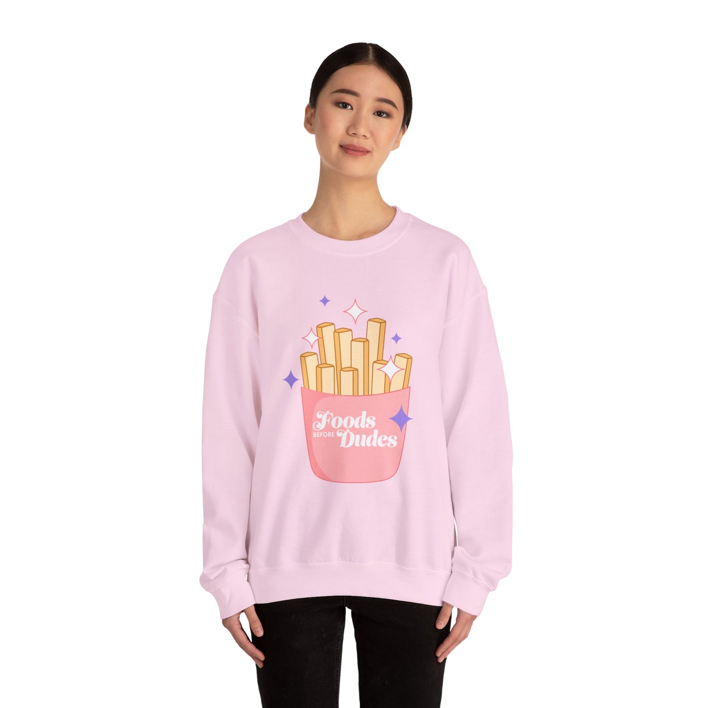 Funny Foodie Crewneck Sweatshirt - 'Foods Before Dudes'