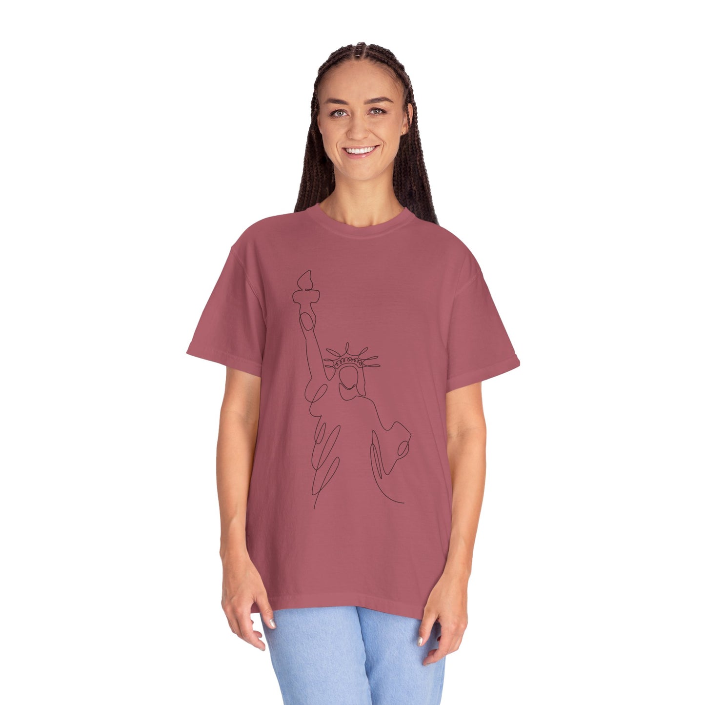 Statue of Liberty Line Art Unisex Jersey Tee - Minimalist Graphic T-Shirt