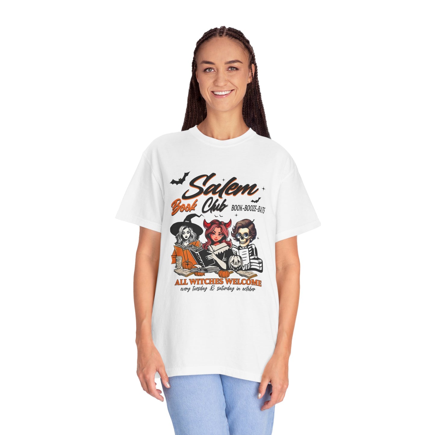 Salem Book Club T-Shirt, Witches Welcome Tee, Unisex Halloween Shirt, Spooky Gift for Readers, Book Lovers Apparel
